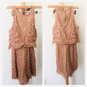 BROWN TAN LACE ROMPER